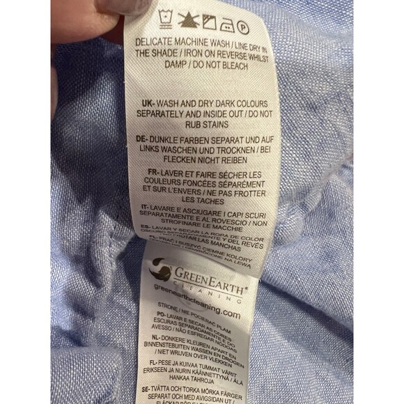 Boden Chambray Cecilia 100% Linen Multi Color Button Blouse size 8 - Picture 8 of 8